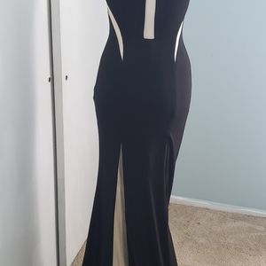 Black and champagne evening dress